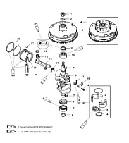 Коленчатый вал, поршень, маховик 2-х тактного ПЛМ MERCURY 40 M Серийный номер от 0G055314 до 0G760299