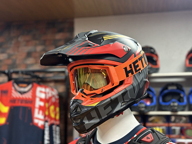 Шлем кроссовый HETOSHI OF836 EXOSS CROSS PRO MX289 цв.Черно-красно-желтый Матовый р.M