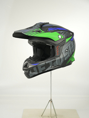 Шлем кроссовый HETOSHI OF836 EXOSS CROSS PRO MX289 цв.Черно-сине-зеленый Матовый р.L