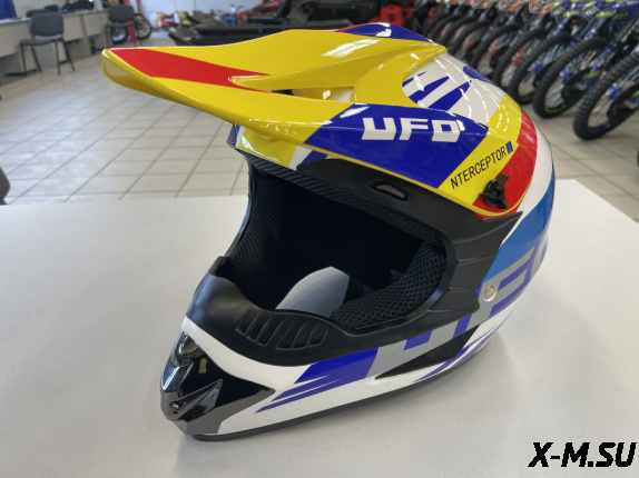 Шлем кроссовый HETOSHI UFD XD1-43 цв. Бело-сине-красно-желтый р. M 