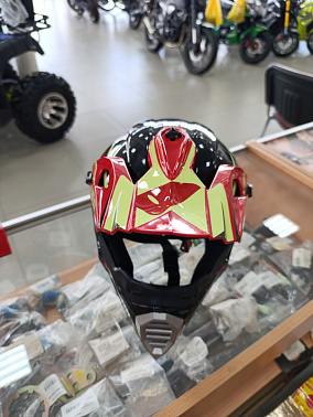 Шлем кроссовый HETOSHI UFD XD1-2 цв. Черно-бело-красный р. S