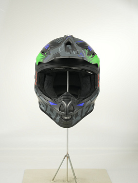 Шлем кроссовый HETOSHI OF836 EXOSS CROSS PRO MX289 цв.Черно-сине-зеленый Матовый р.L